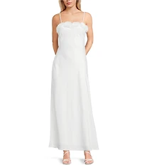 Allison & Kelly Satin Floral Applique Maxi Dress