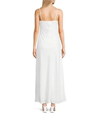 Allison & Kelly Satin Floral Applique Maxi Dress