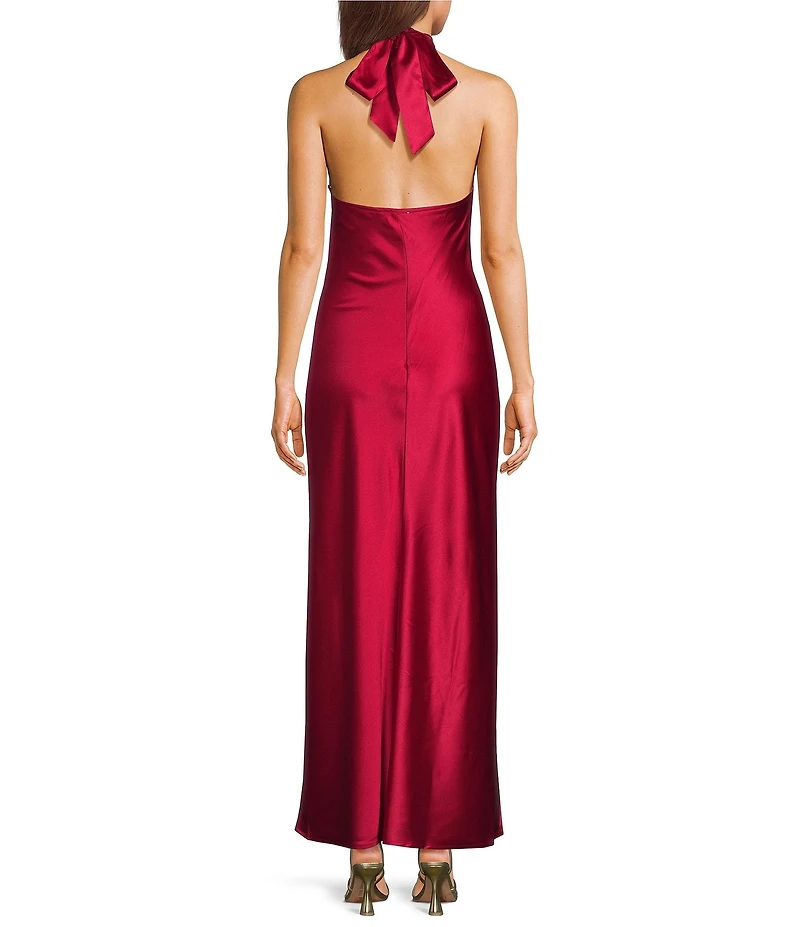 Allison & Kelly Satin Halter Neck Midi Dress