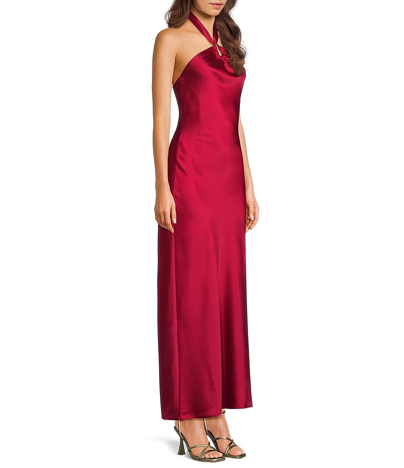 Allison & Kelly Satin Halter Neck Midi Dress