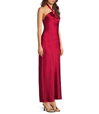 Allison & Kelly Satin Halter Neck Midi Dress