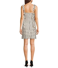 Allison & Kelly Satin Polka Dot Cowl Neck Ruffled Dress