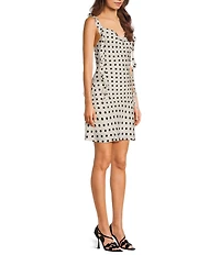 Allison & Kelly Satin Polka Dot Cowl Neck Ruffled Dress