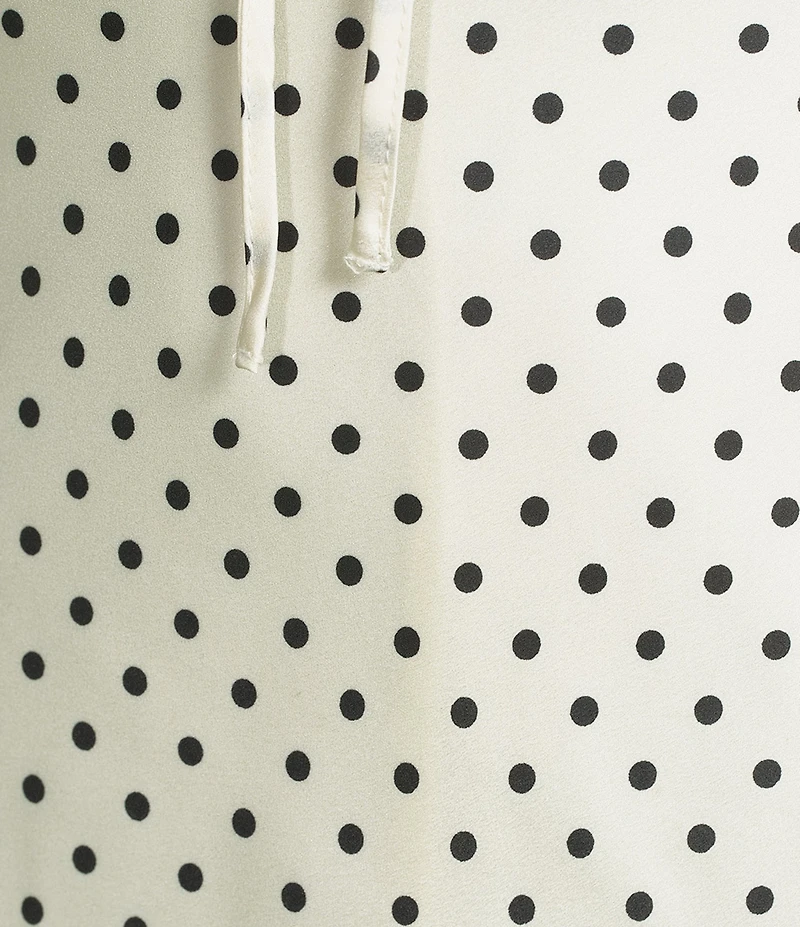 Allison & Kelly Satin Polka Dot V-Neck Lace Trim Midi Dress