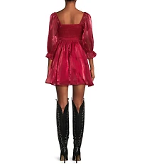 Allison & Kelly 1/2 Sleeve Organza Fit & Flare Dress