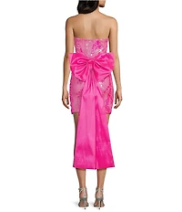 Allison & Kelly Sequined Mesh Strapless Bow Back Dress