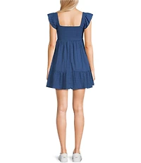 Allison & Kelly Short Sleeve Smocked Empire Waist Babydoll Tiered Mini Dress