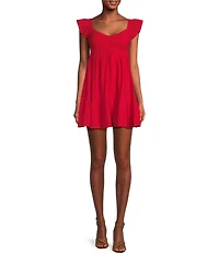Allison & Kelly Short Sleeve Smocked Empire Waist Babydoll Tiered Mini Dress