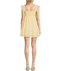 Allison & Kelly Short Sleeve Smocked Empire Waist Babydoll Tiered Mini Dress