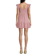 Allison & Kelly Short Sleeve Smocked Empire Waist Babydoll Tiered Mini Dress