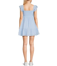 Allison & Kelly Short Sleeve Smocked Empire Waist Babydoll Tiered Mini Dress