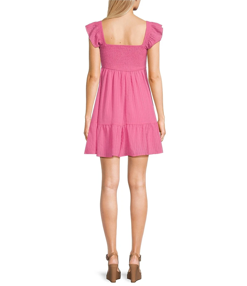 Allison & Kelly Short Sleeve Smocked Empire Waist Babydoll Tiered Mini Dress