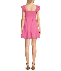 Allison & Kelly Short Sleeve Smocked Empire Waist Babydoll Tiered Mini Dress