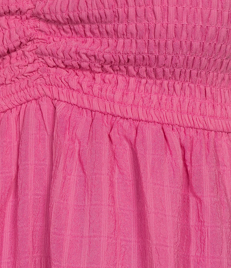 Allison & Kelly Short Sleeve Smocked Empire Waist Babydoll Tiered Mini Dress