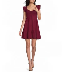 Allison & Kelly Short Sleeve Smocked Empire Waist Babydoll Tiered Mini Dress