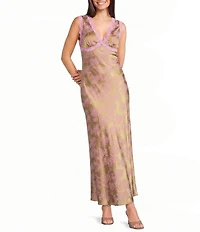 Allison & Kelly Sleeveless Burnout Lace V-Neck Long Dress
