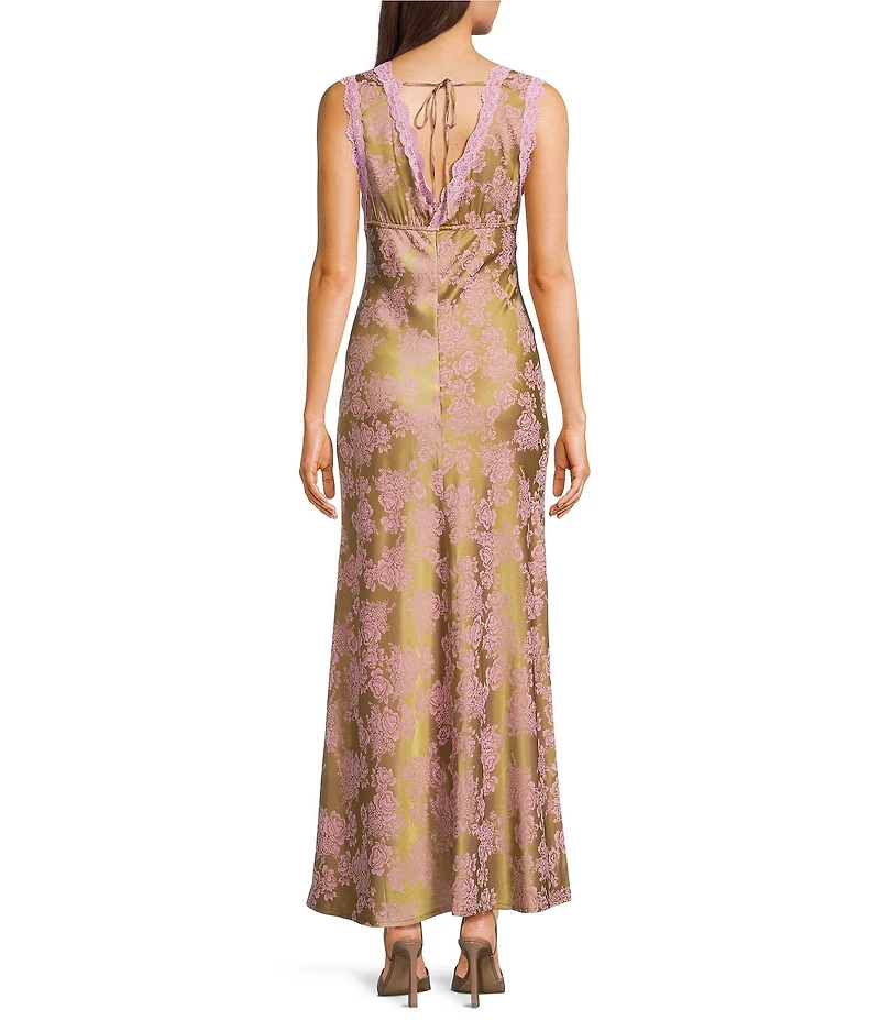 Allison & Kelly Sleeveless Burnout Lace V-Neck Long Dress
