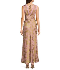 Allison & Kelly Sleeveless Burnout Lace V-Neck Long Dress