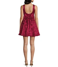 Allison & Kelly Sleeveless Printed Scoop Neck Corset Bow Back Fit-And-Flare Dress