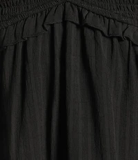 Allison & Kelly Smocked V-Neck Short Sleeve Babydoll Dress