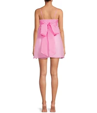 Allison & Kelly Square Neck Spaghetti Strap Pleated Tie Back Babydoll Dress
