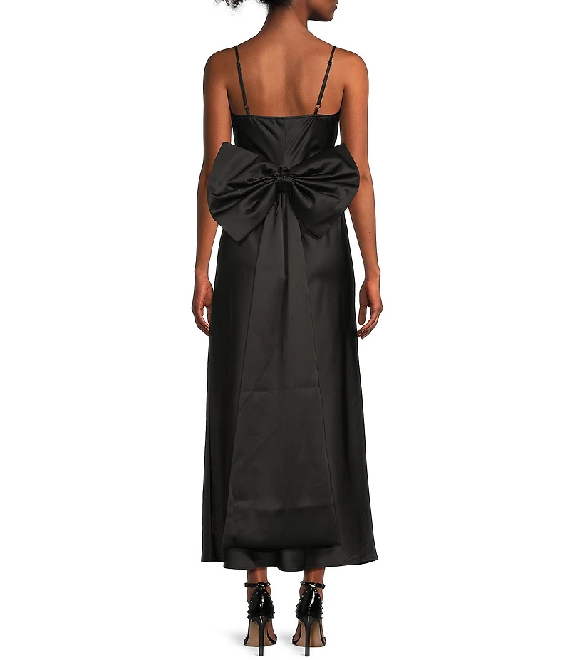 Allison & Kelly Square Neck Spaghetti Straps Bow Back Dress
