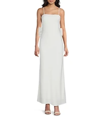 Allison & Kelly Square Neck Spaghetti Straps Bow Back Dress