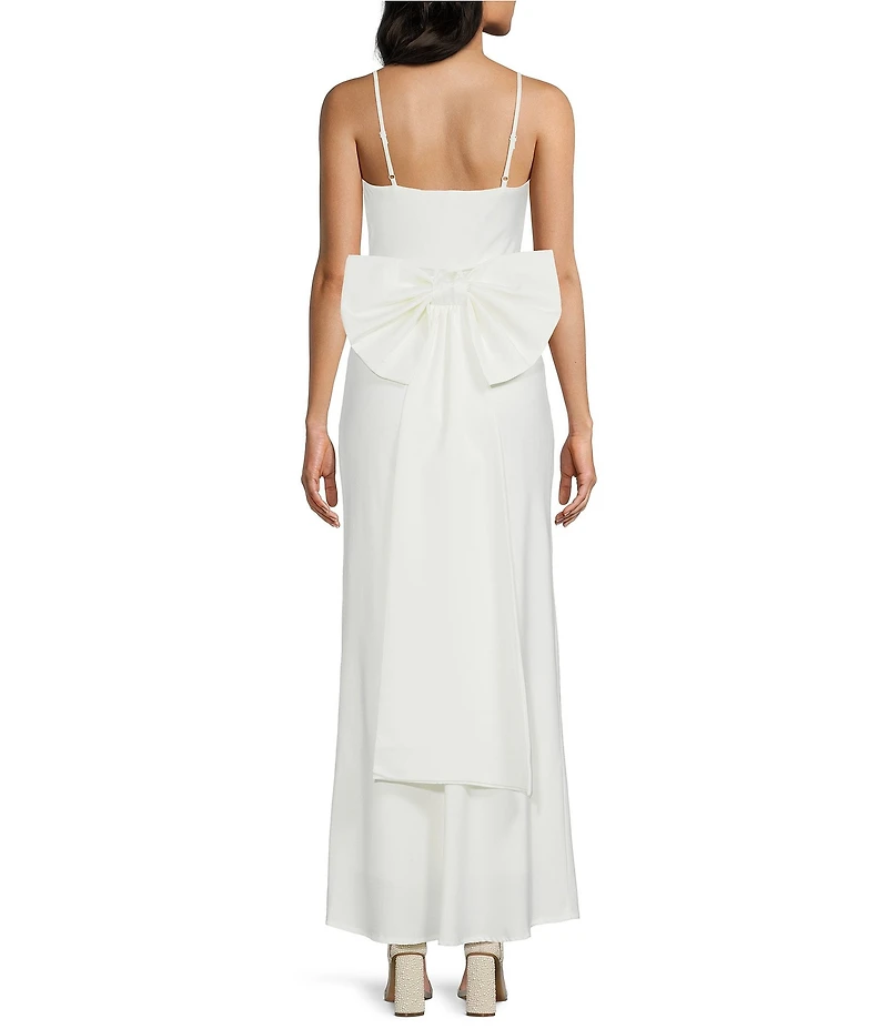 Allison & Kelly Square Neck Spaghetti Straps Bow Back Dress