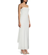 Allison & Kelly Square Neck Spaghetti Straps Bow Back Dress