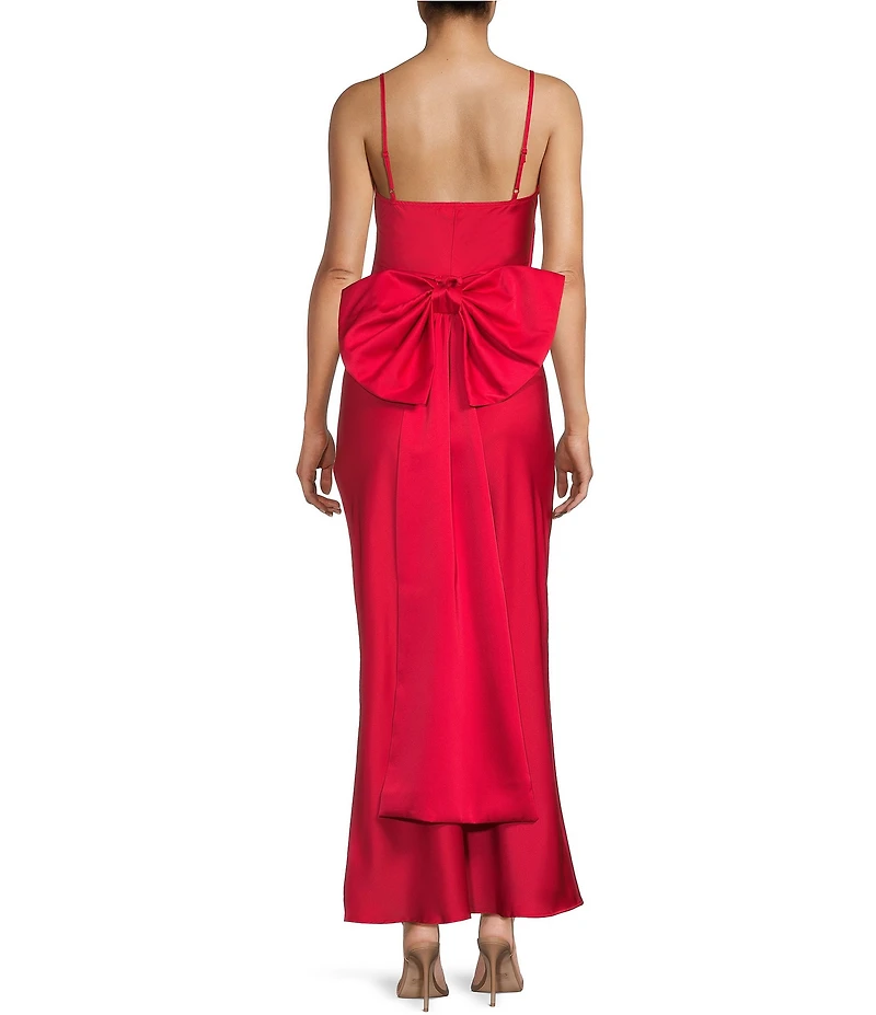 Allison & Kelly Square Neck Spaghetti Straps Bow Back Dress