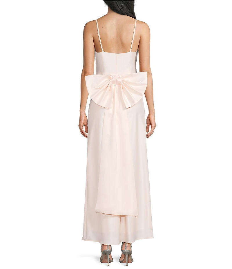 Allison & Kelly Square Neck Spaghetti Straps Bow Back Dress