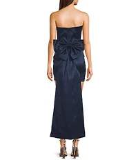 Allison & Kelly Strapless Pearl Taffeta Bow Back Mini Train Dress