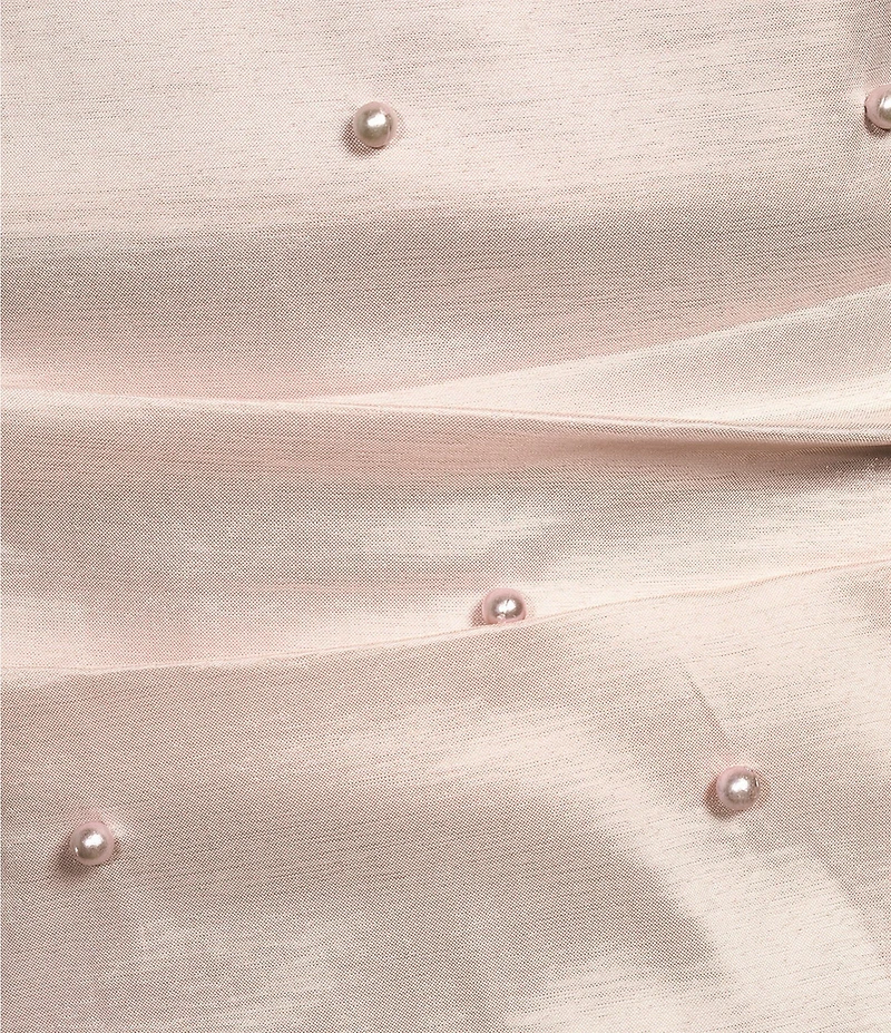Allison & Kelly Strapless Pearl Taffeta Bow Back Mini Train Dress