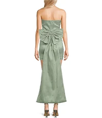 Allison & Kelly Strapless Pearl Taffeta Bow Back Mini Train Dress