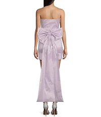 Allison & Kelly Strapless Pearl Taffeta Bow Back Mini Train Dress