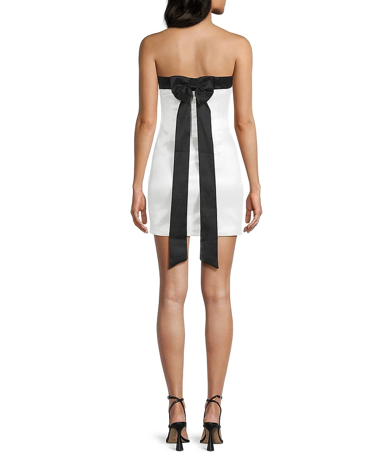 Allison & Kelly Strapless Contrast Neck Bow Back Mini Dress
