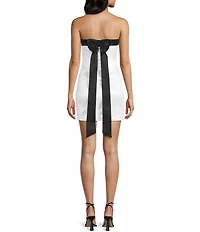 Allison & Kelly Strapless Contrast Neck Bow Back Mini Dress