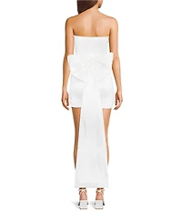 Allison & Kelly Strapless Pearl Trim Bow Back Train Dress