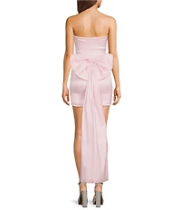 Allison & Kelly Strapless Pearl Trim Bow Back Train Dress