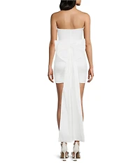 Allison & Kelly Strapless Pleated Taffeta Bow Back Dress