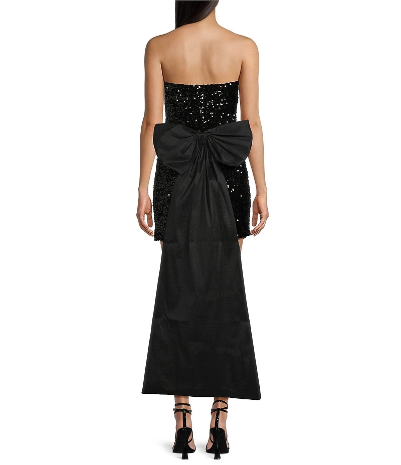 Allison & Kelly Strapless Sequin Back Bow Dress