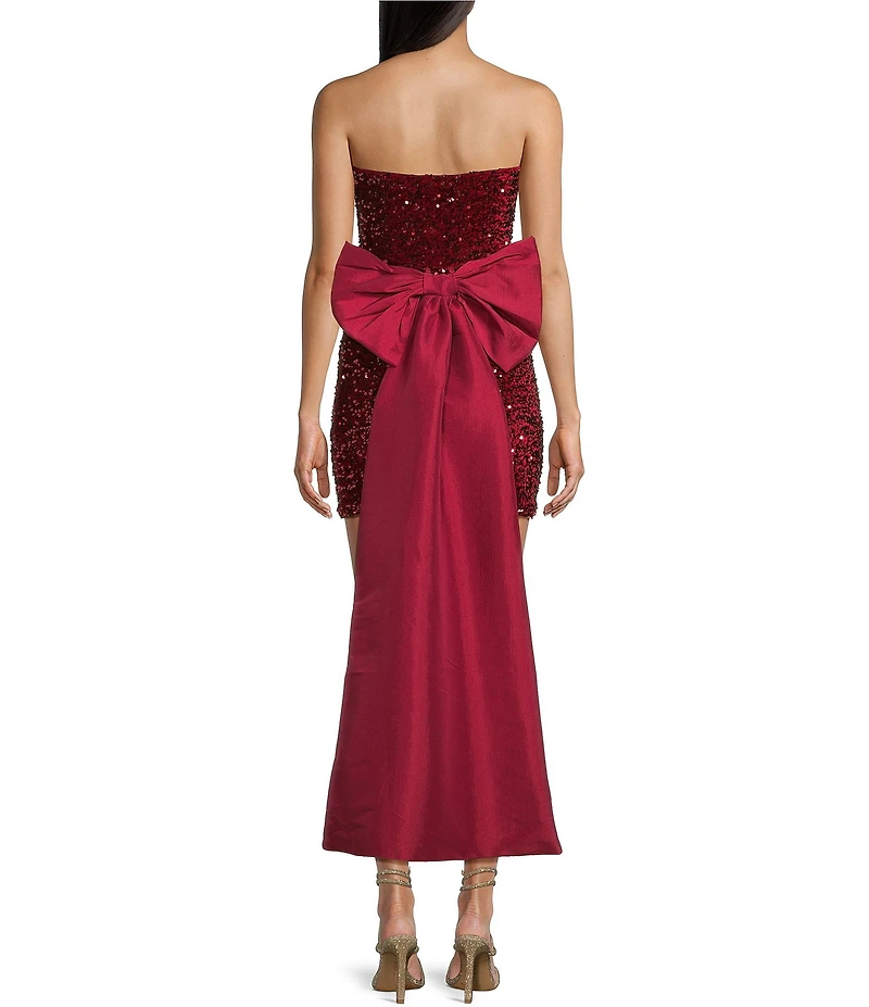 Allison & Kelly Strapless Sequin Back Bow Dress