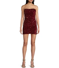 Allison & Kelly Strapless Sequin Back Bow Dress