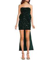 Allison & Kelly Strapless Sequin Back Bow Dress