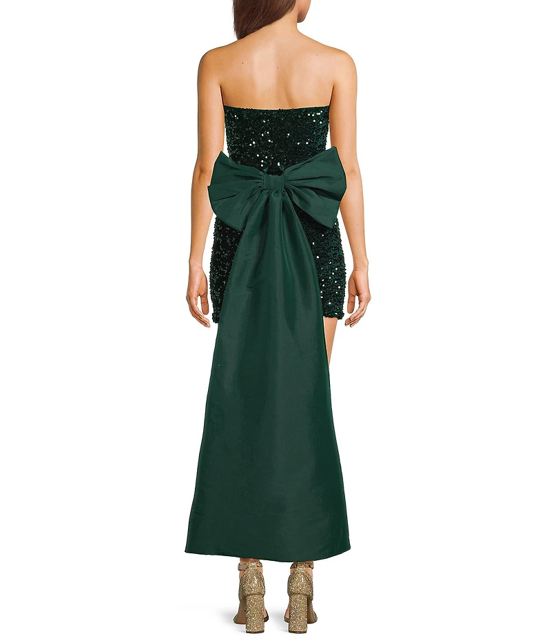 Allison & Kelly Strapless Sequin Back Bow Dress