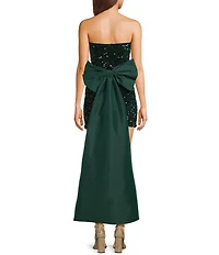 Allison & Kelly Strapless Sequin Back Bow Dress