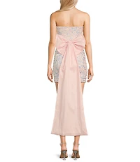 Allison & Kelly Strapless Sequin Back Bow Dress