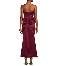 Allison & Kelly Strapless Taffeta Bow Back With Detachable Train Mini Dress