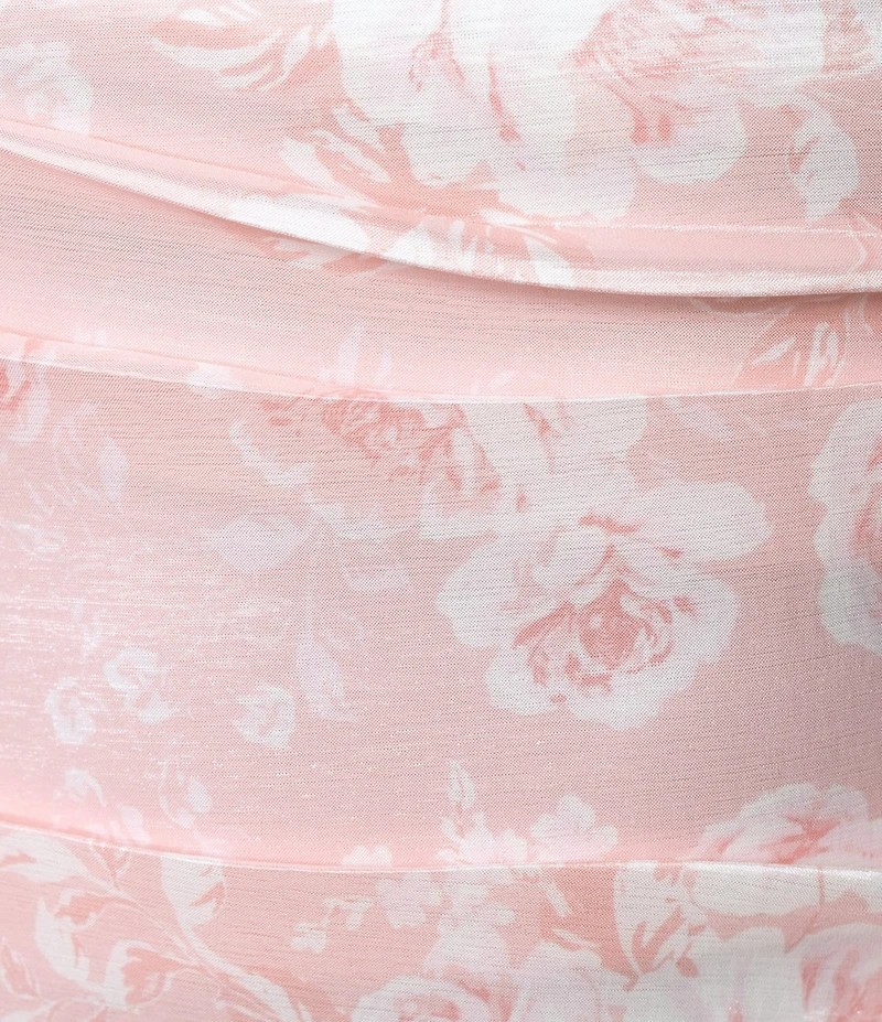 Allison & Kelly Strapless Taffeta Floral Print Bow Back Mini Dress