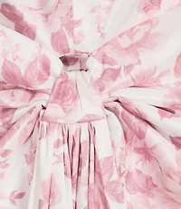 Allison & Kelly Strapless Taffeta Floral Print Bow Back Mini Dress